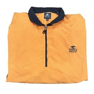 Pebble Beach Logo Orange Pullover Windbreaker Quarter Zip Golf Jacket XL